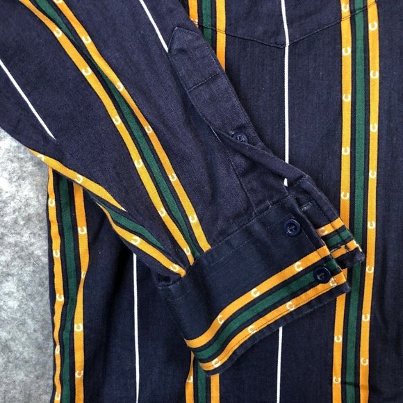 Roper Western Shirt XL Mens Vintage Horseshoe Striped Print Long Sleeve Buttons - Picture 2 of 9